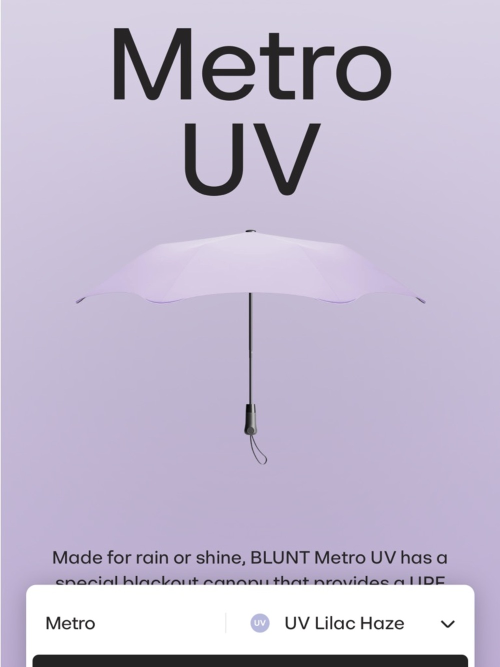 Metro UV Umbrella — Lilac Haze